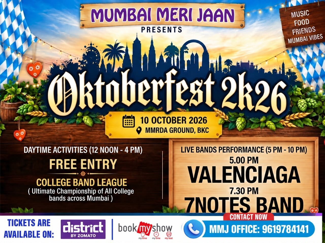 Mumbai Meri Jaan Oktoberfest 2K26, 10 October 2026 at MMRDA Ground, BKC